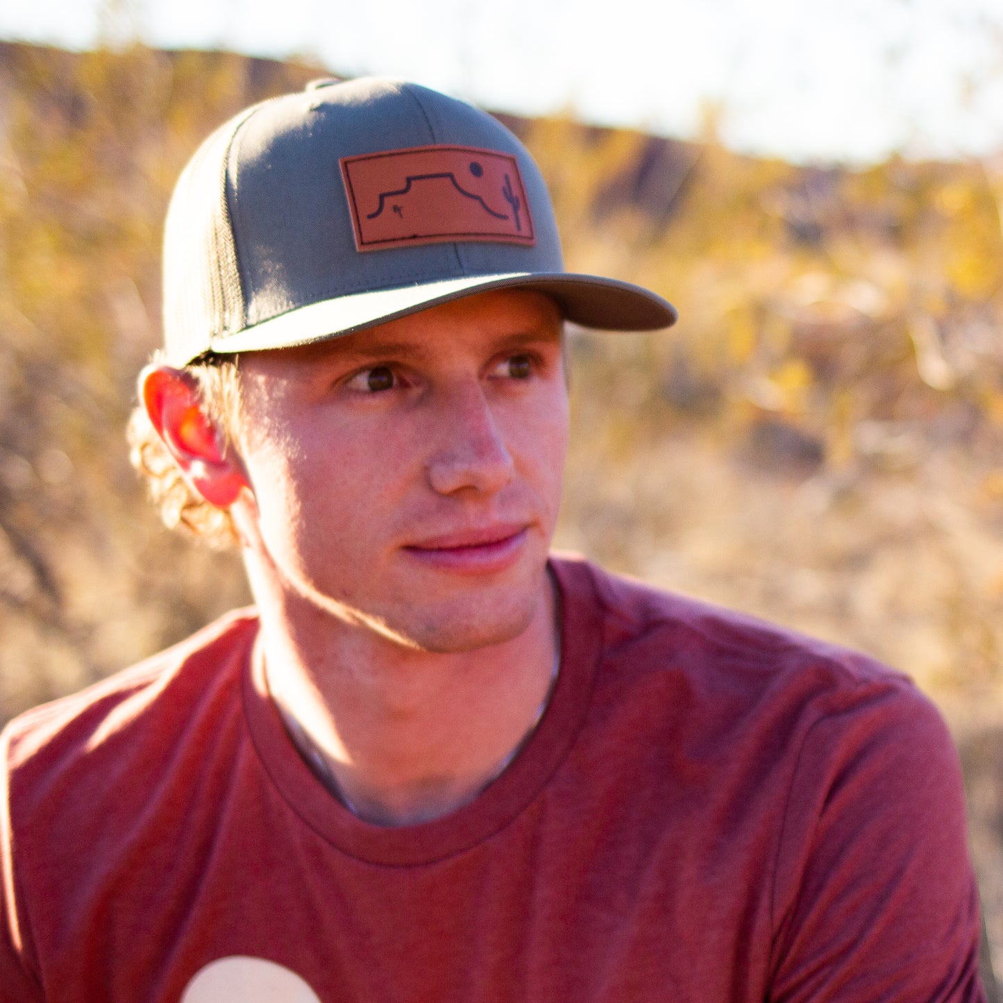 Desert Sands Green Leather Patch Hat
