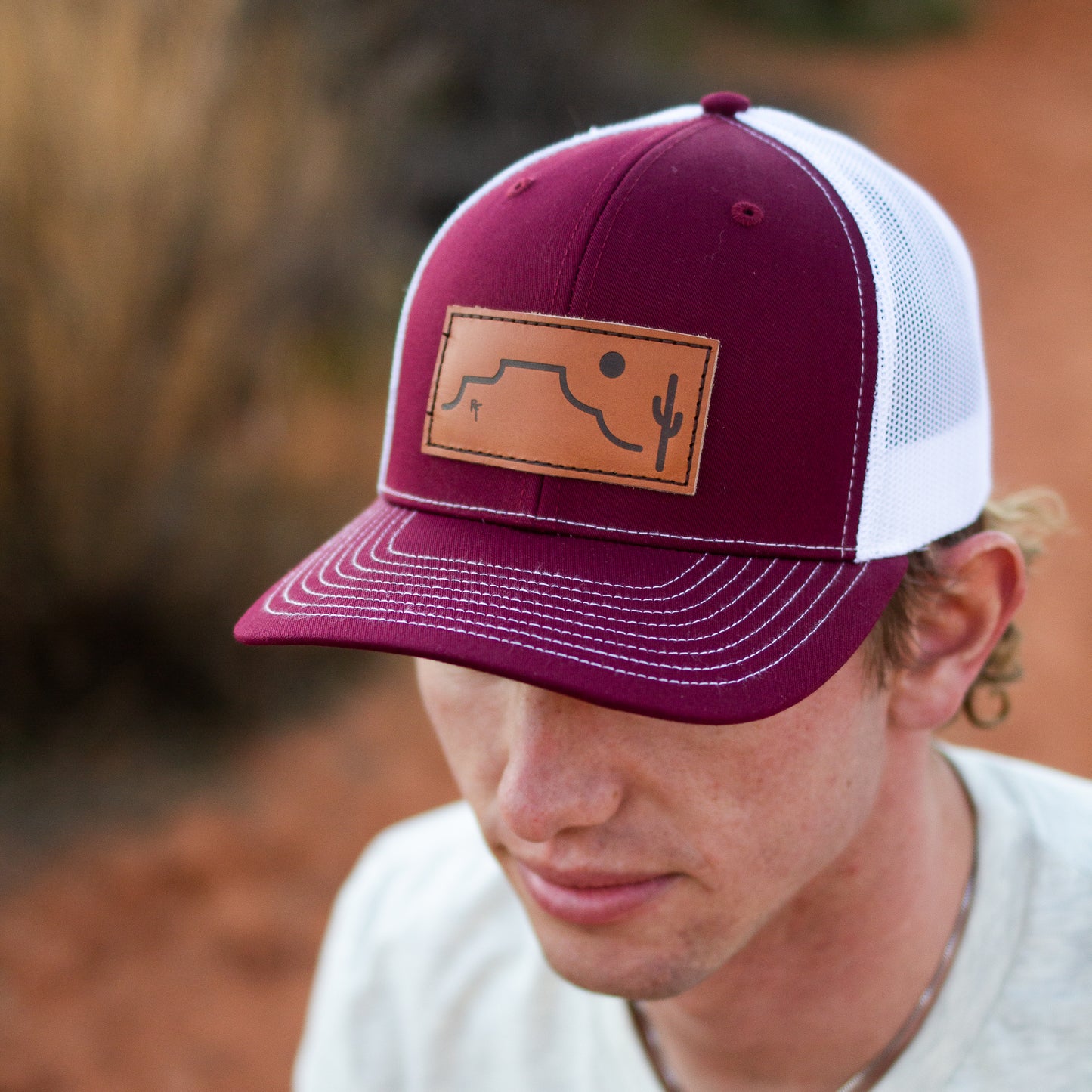 Desert Sands Red Leather Patch Hat