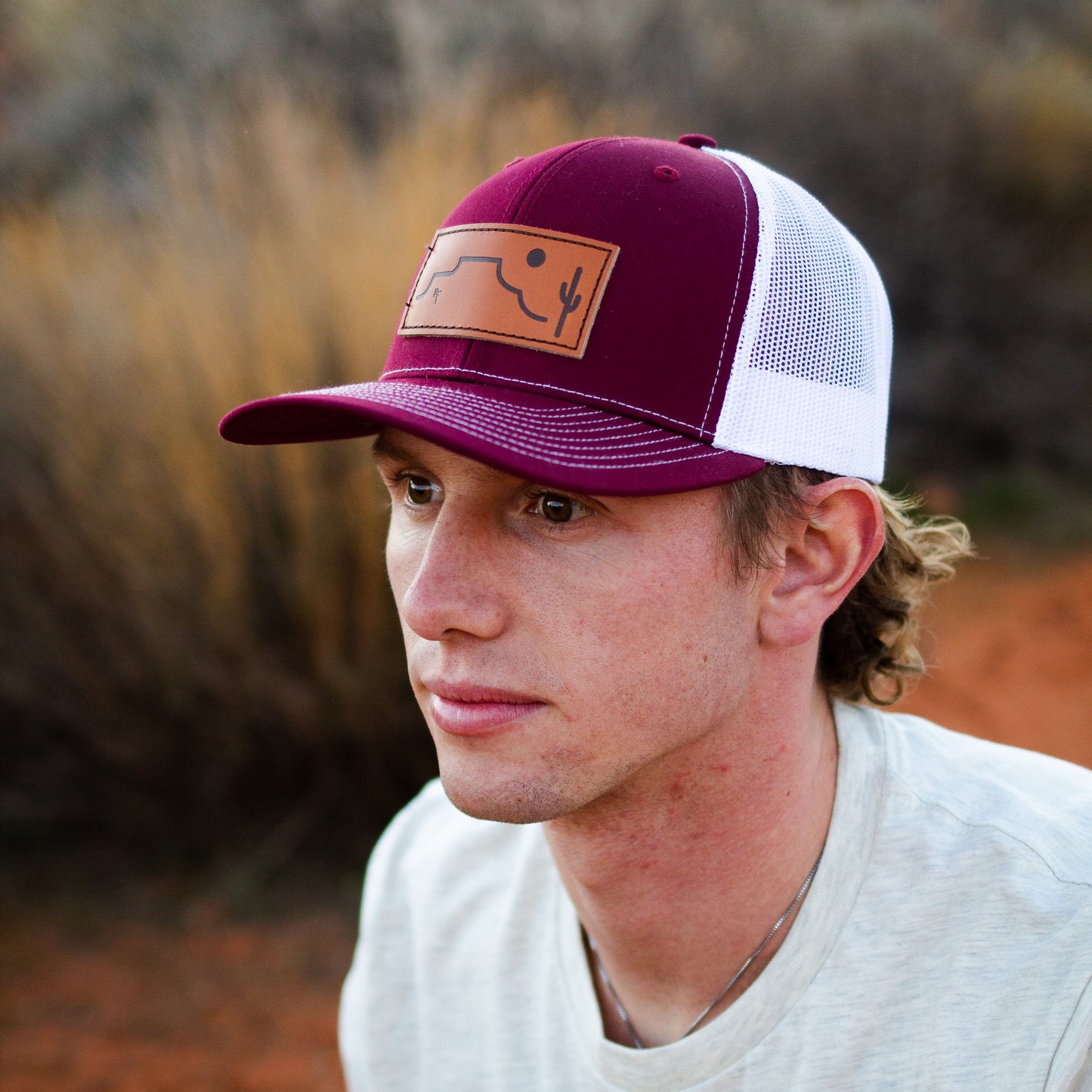 Desert Sands Red Leather Patch Hat