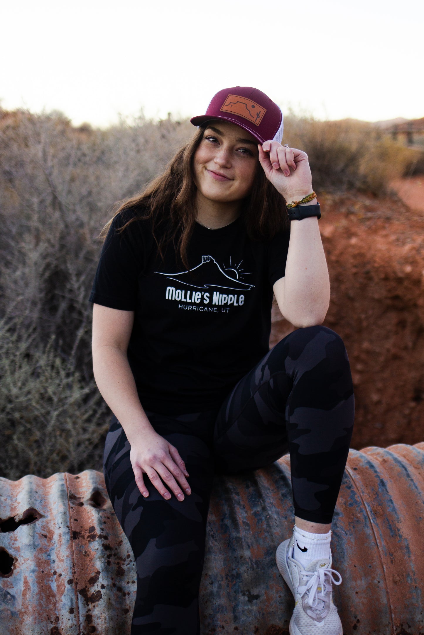 Desert Sands Red Leather Patch Hat
