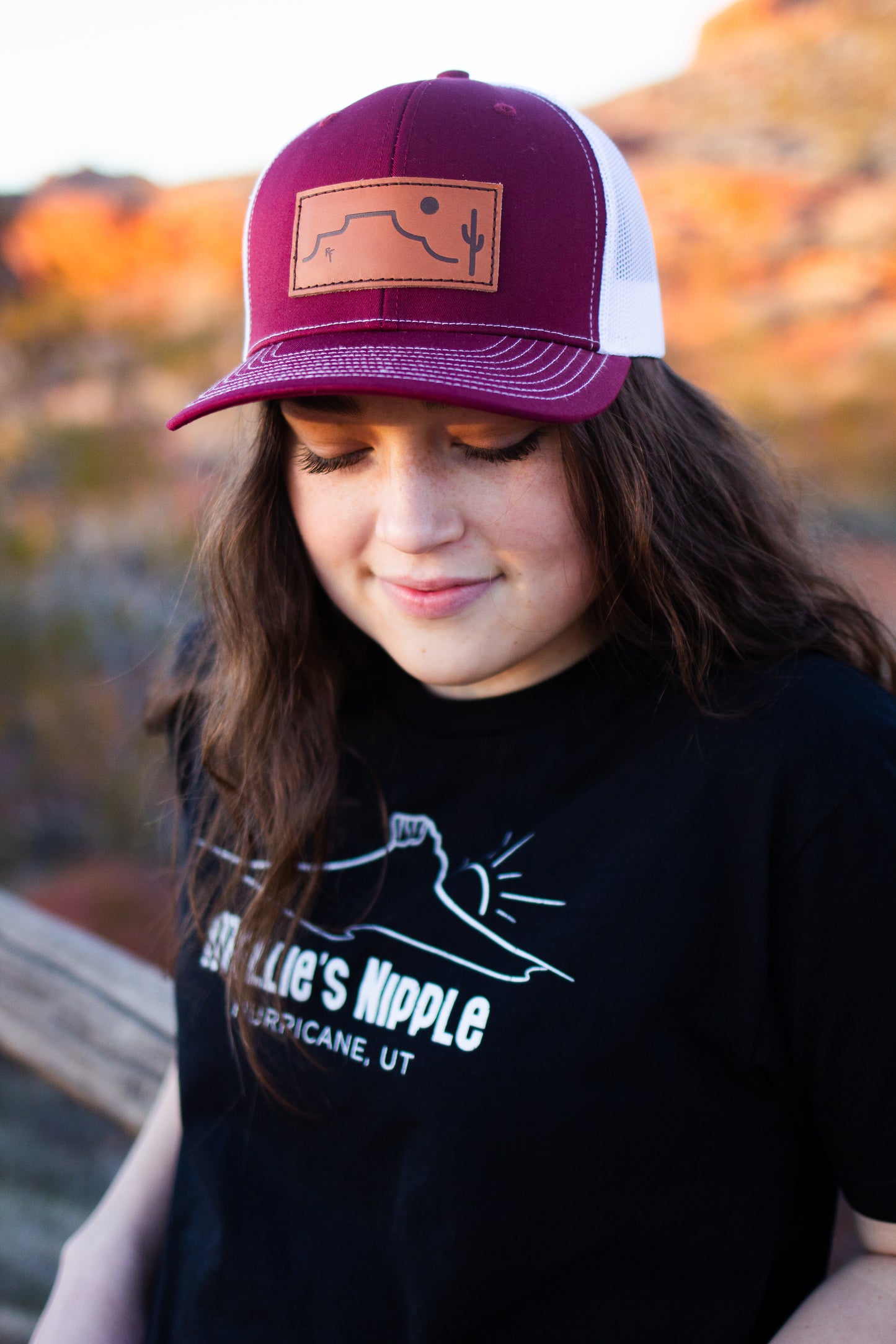 Desert Sands Red Leather Patch Hat