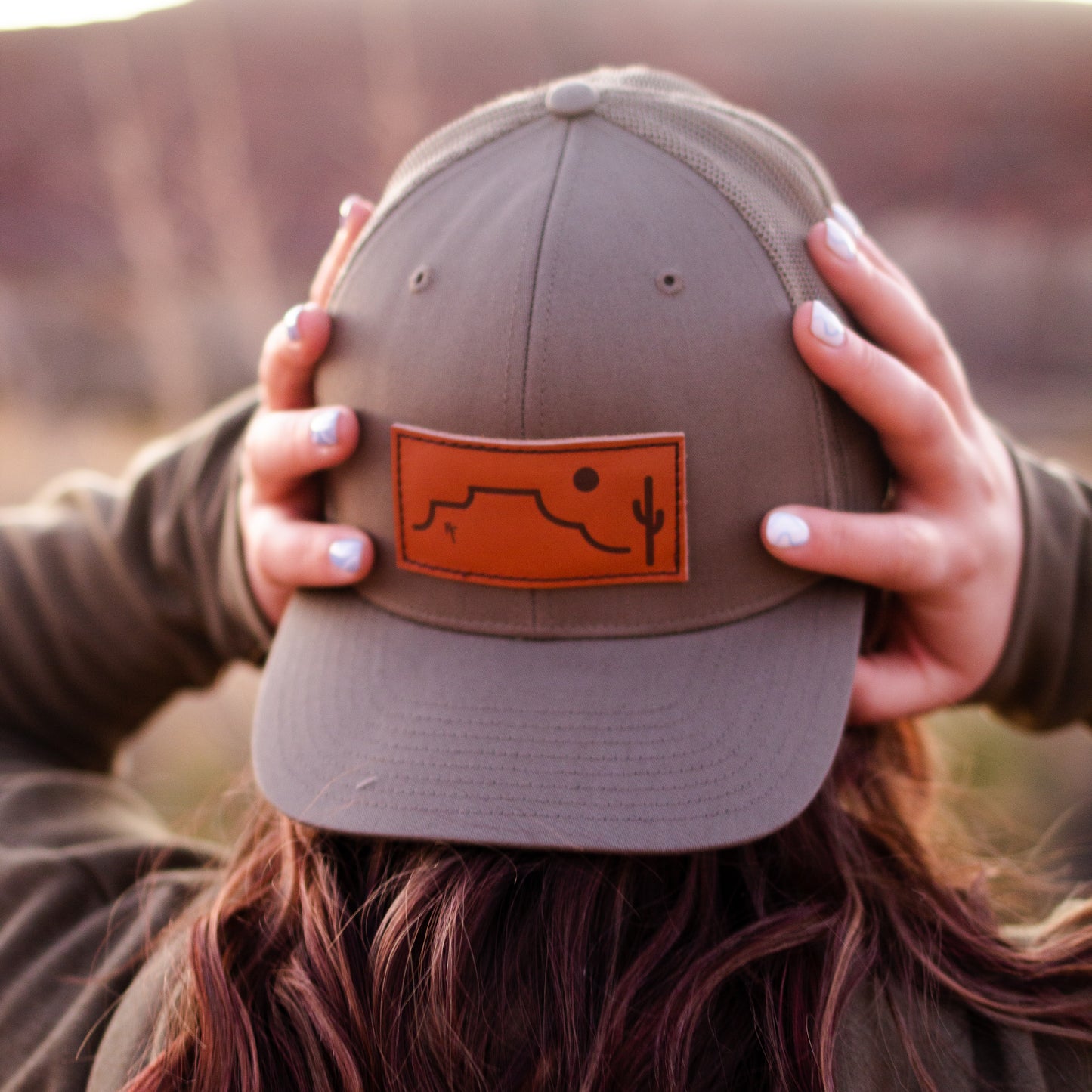 Desert Sands Green Leather Patch Hat