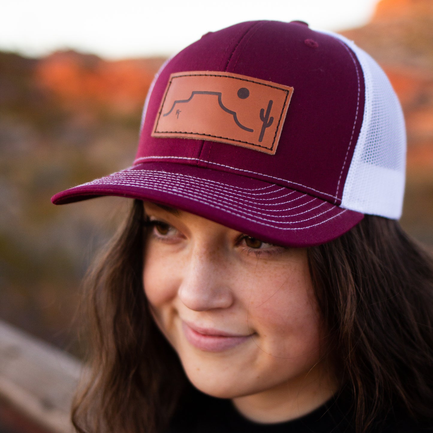 Desert Sands Red Leather Patch Hat